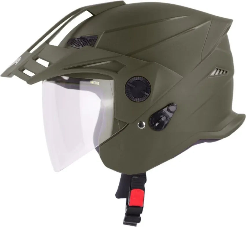 STEELBIRD Sbh 23 Ava Dashing B Greenp Cap 580Mm C Half Face Helmet