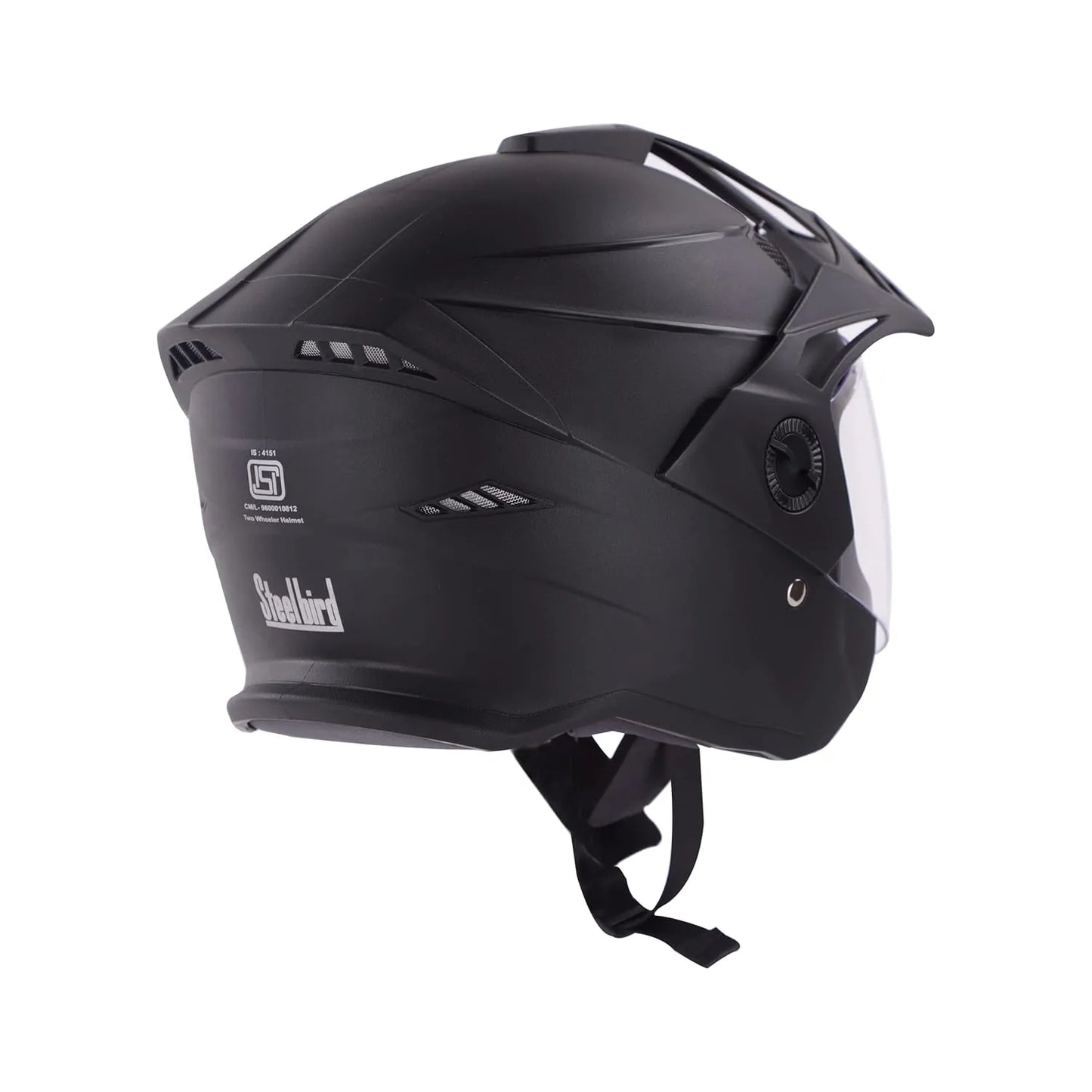 STEELBIRD Sbh 23 Ava Dashing Black Pcap Half Face Helmet
