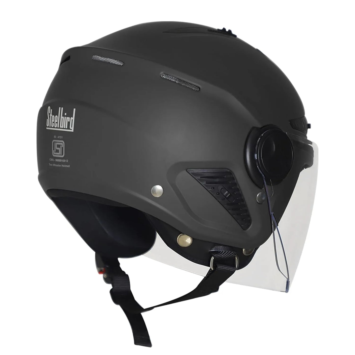 STEELBIRD Sbh 24 Axe Glossy Black 600Mm C Half Face Helmet