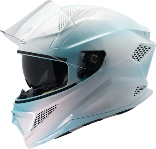 STEELBIRD Sbh 25 Breeze On Ombre Glsy Jazz Blue White Full Face Helmet