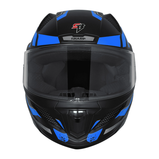 STEELBIRD Sbh 25 Sharp Black Blue Full Face Helmet
