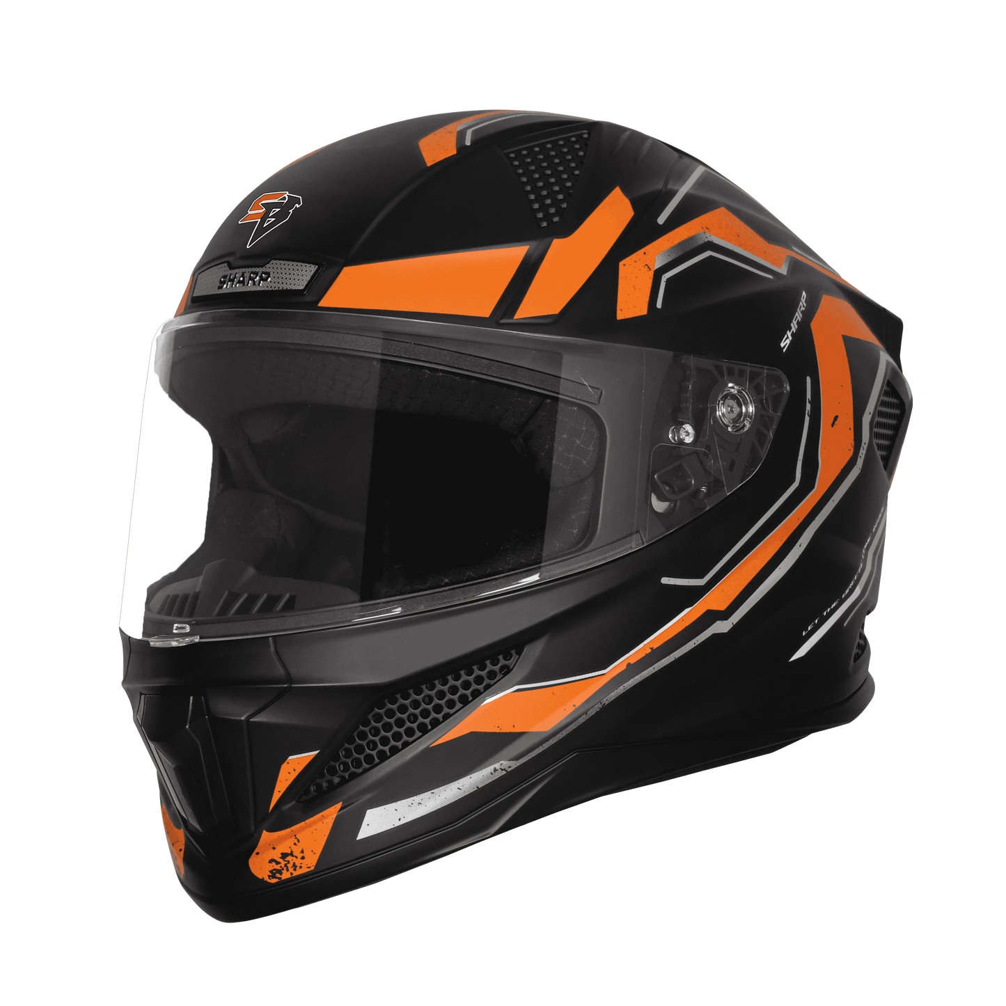 STEELBIRD Sbh 25 Sharp Glsy Black Orange Full Face Helmet