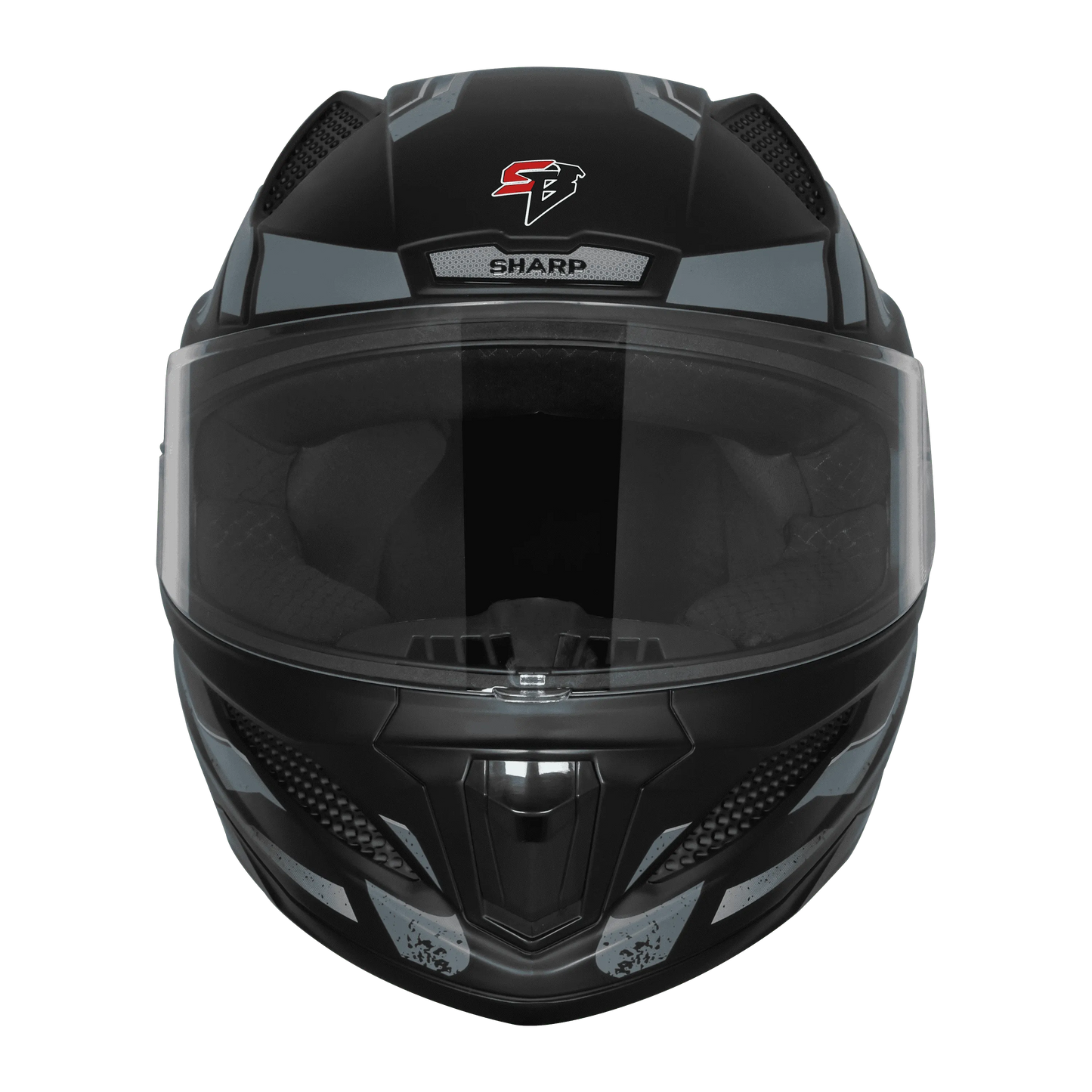 STEELBIRD Sbh 25 Sharp Spirt Black Grey Full Face Helmet