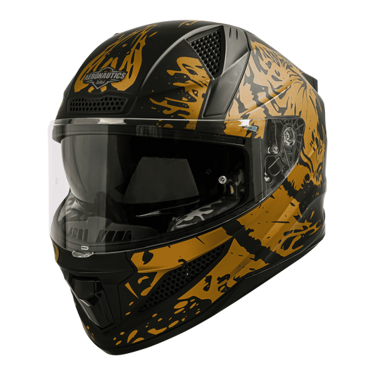 STEELBIRD Sbh 25 Tiger Black Gold Full Face Helmet