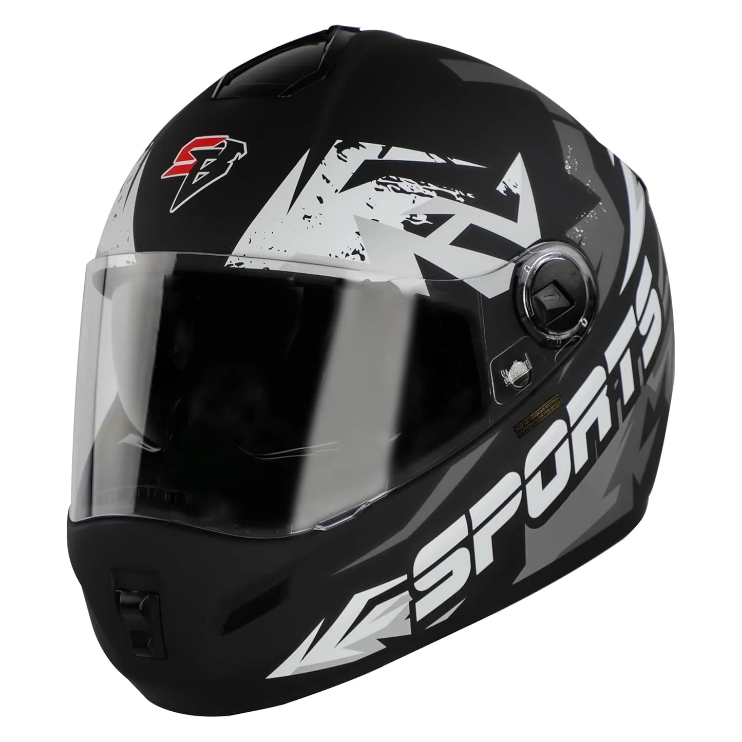 STEELBIRD Sbh 34 Iss R Sports Glsy Black Grey Full Face Helmet