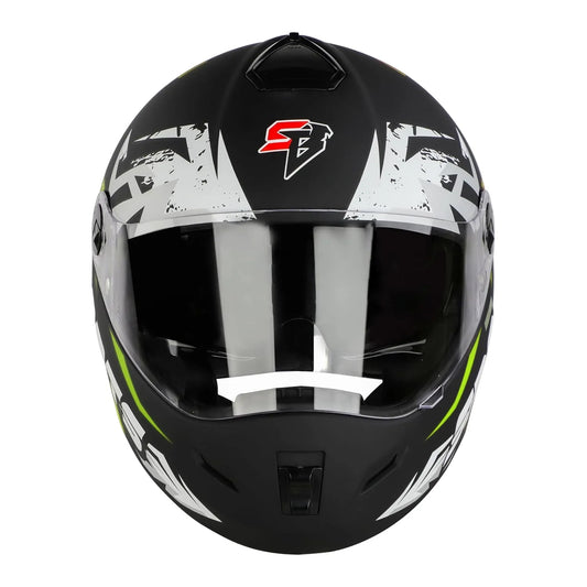 STEELBIRD Sbh 34 Iss R Sports Glsy Blackneon Full Face Helmet