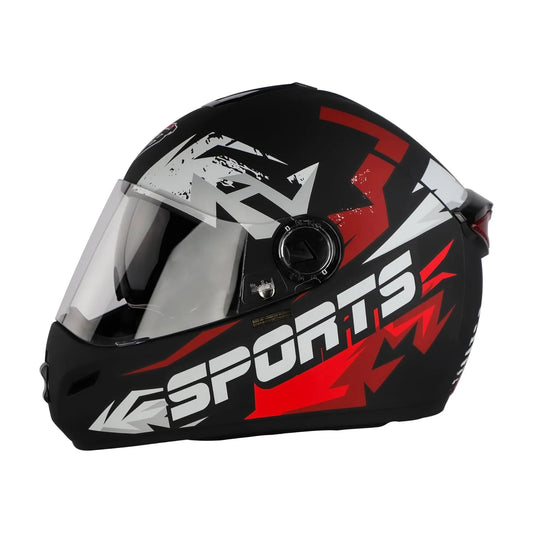 STEELBIRD Sbh 34 Iss R Sports Glsy Black Red Full Face Helmet