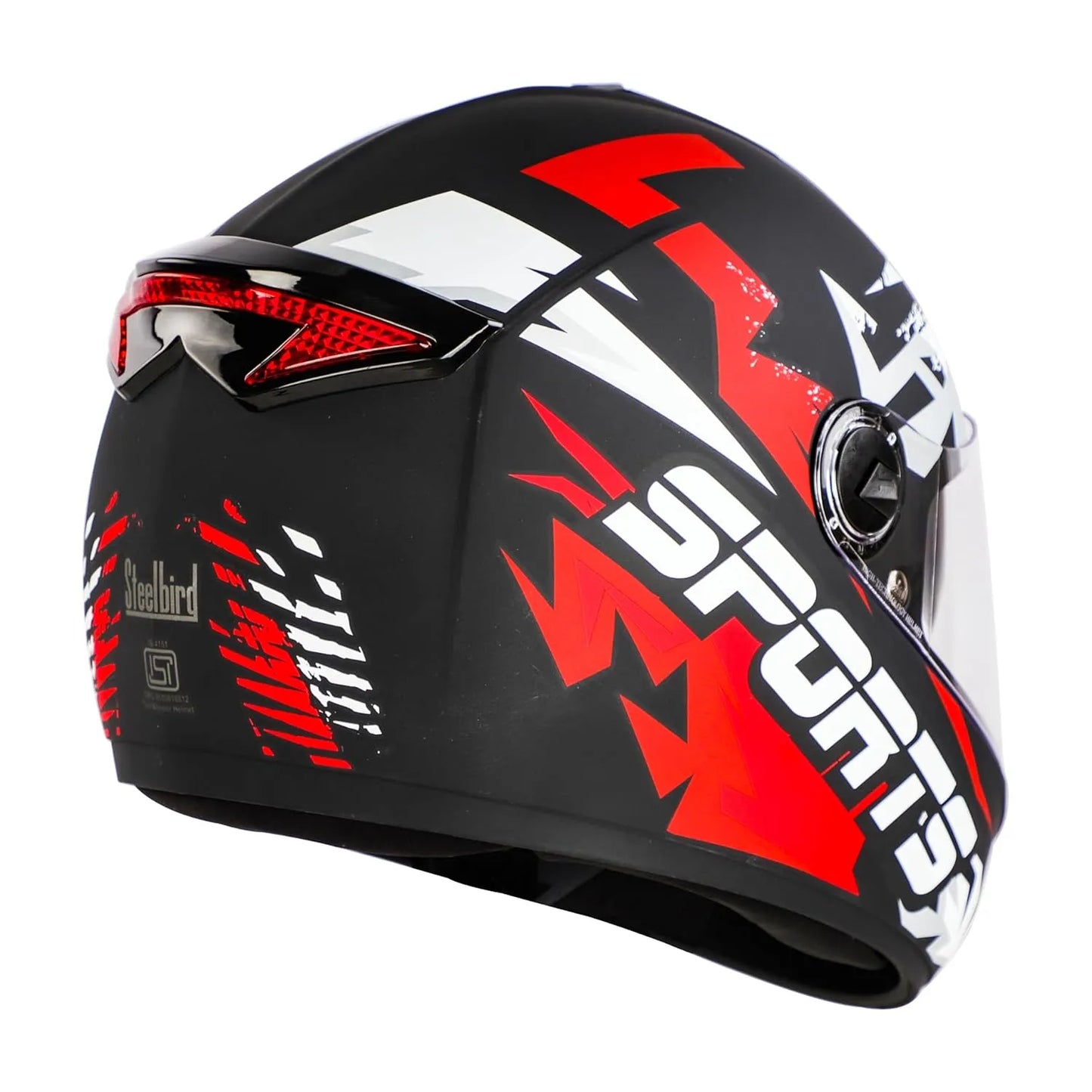 STEELBIRD Sbh 34 Iss R Sports Glsy Black Red Full Face Helmet