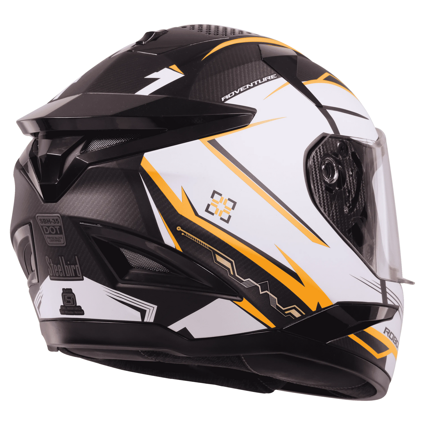 STEELBIRD Sbh 35 Robot Black Orange Full Face Helmet