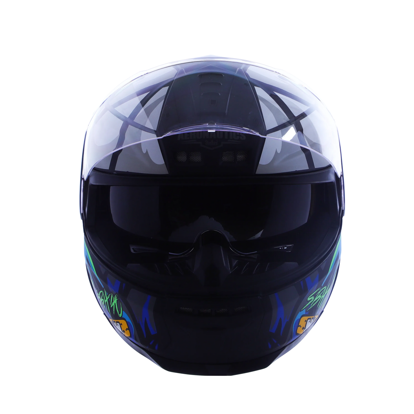 STEELBIRD Sbh 40 Issmecrazy Doe Glsy Blkblue 600Mm C Full Face Helmet