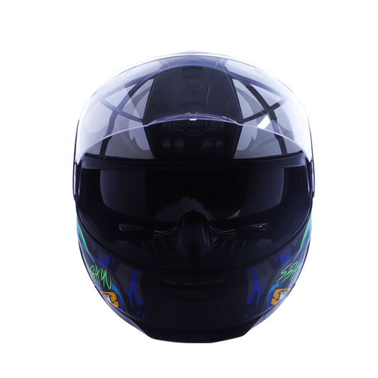 STEELBIRD Sbh 40 Issmecrazy Doe Glsy Blkblue 600Mm C Full Face Helmet