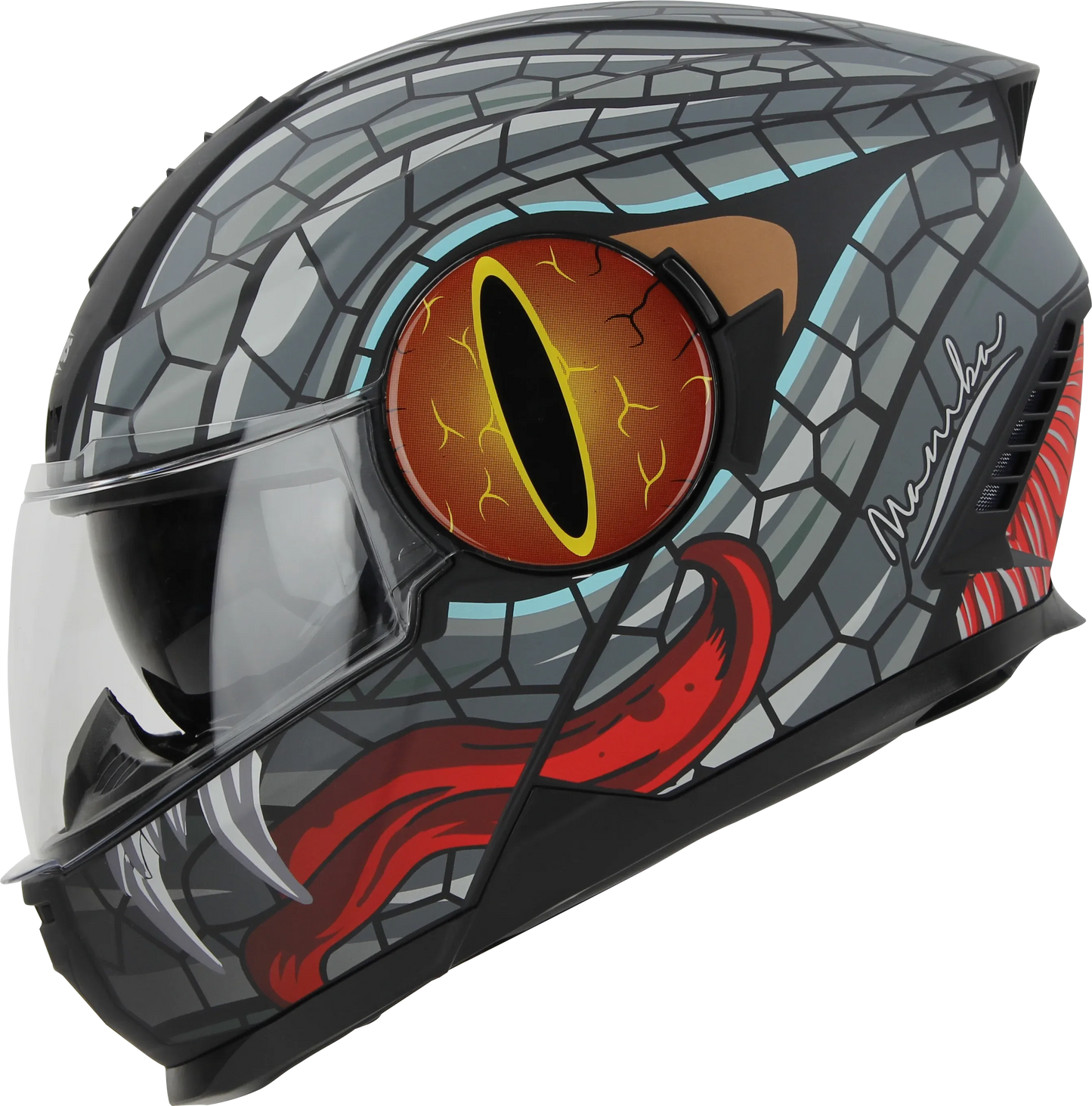 STEELBIRD Sbh 40 Iss Me Mamba Glossy Blkgrey 600Mm C Full Face Helmet