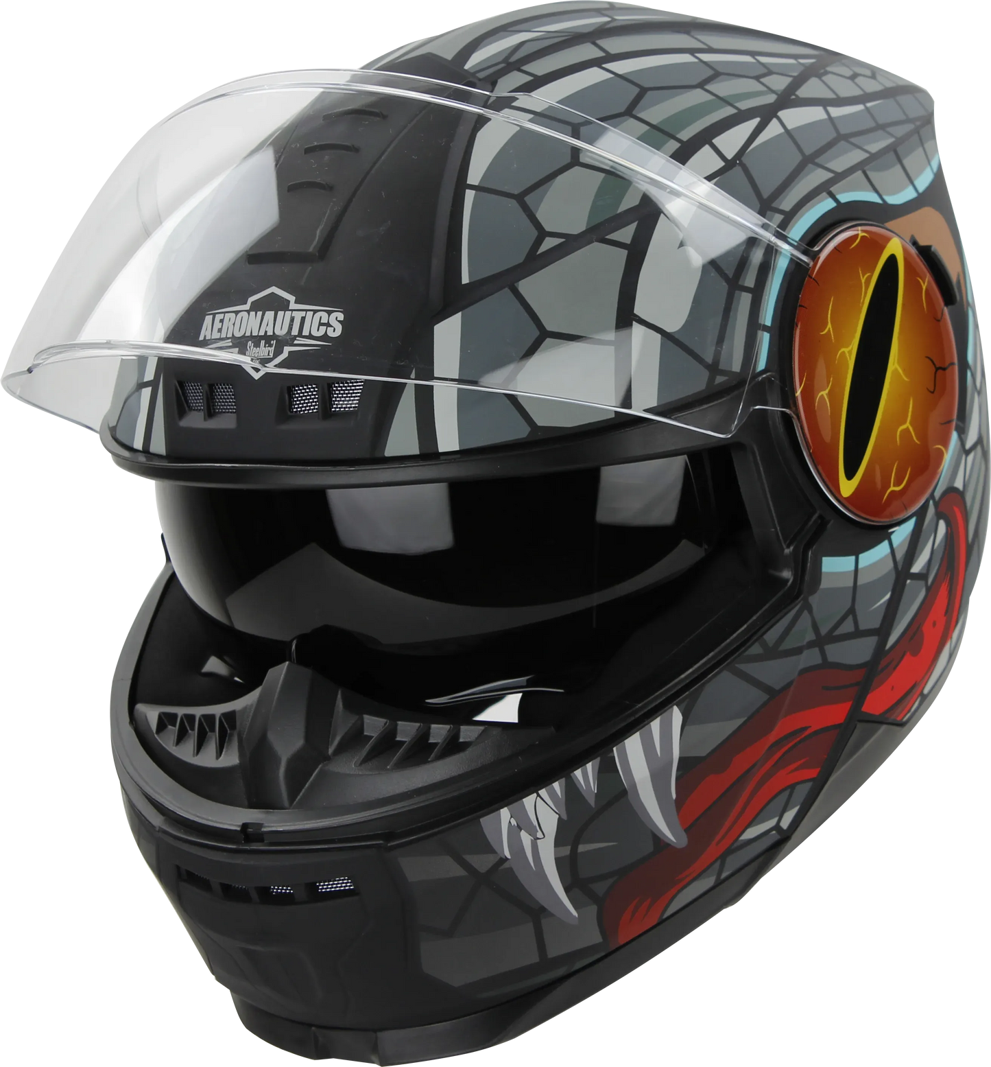 STEELBIRD Sbh 40 Iss Me Mamba Glossy Blkgrey 600Mm C Full Face Helmet