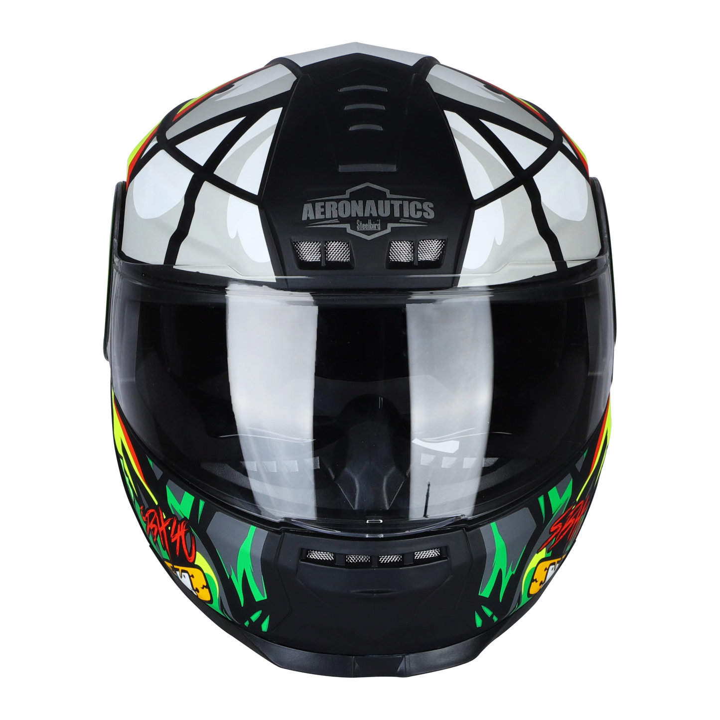 STEELBIRD Sbh 40Issmecrazy Doe Glsy Blkgreen 600Mm C Full Face Helmet