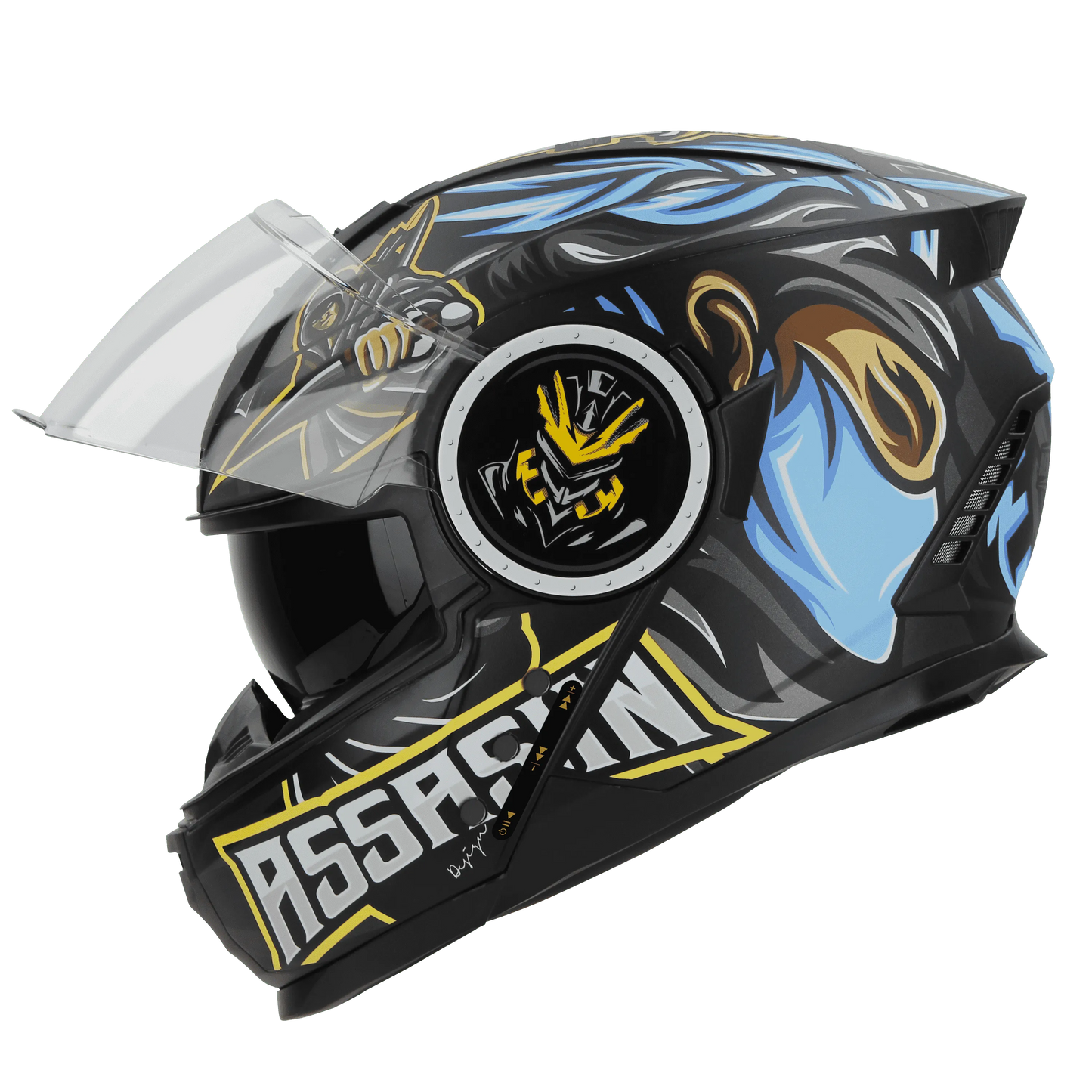 STEELBIRD Sbh 40 Iss Assasin Glsy Black Blue Full Face Helmet