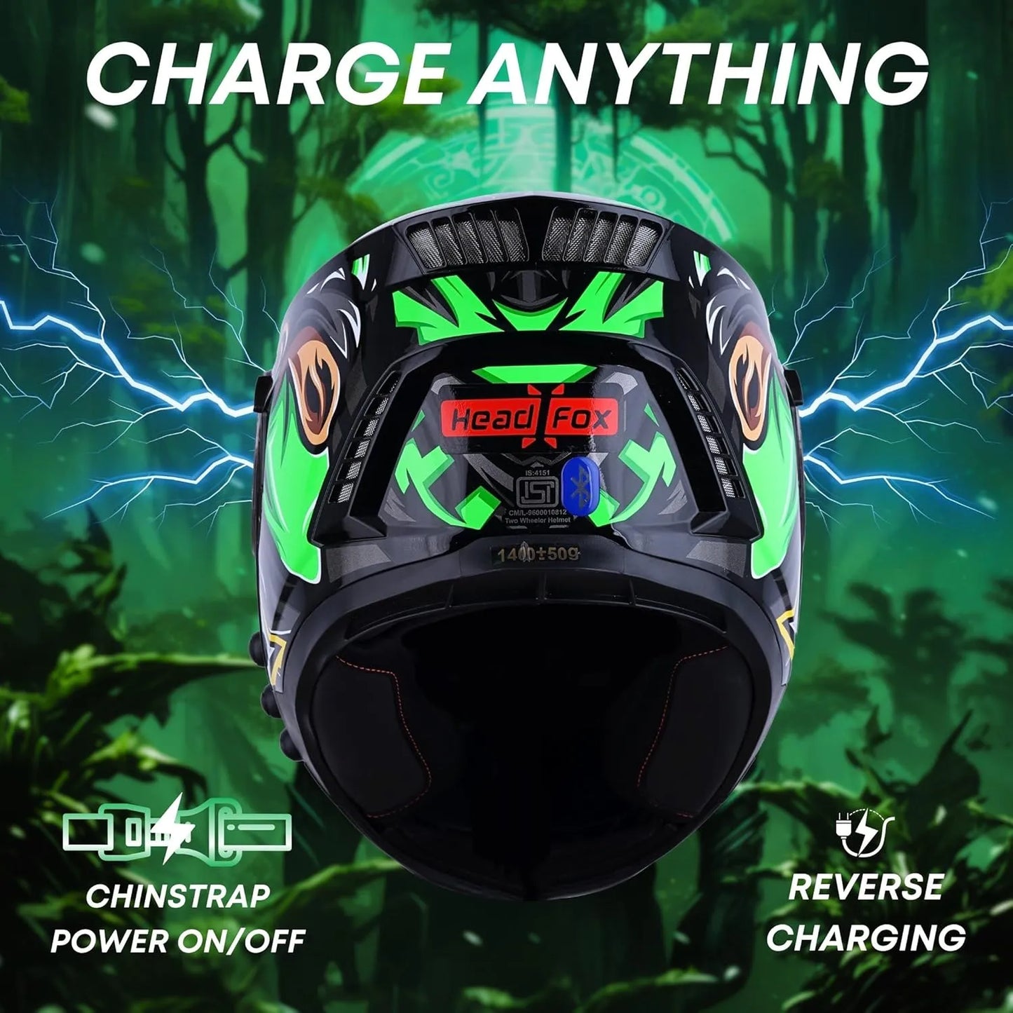 STEELBIRD Sbh 40 Iss Assasin Glsy Black Green Full Face Helmet