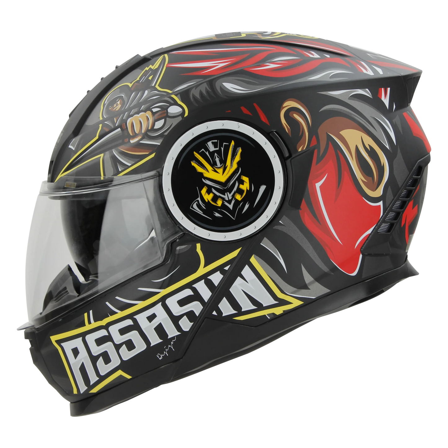 STEELBIRD Sbh 40 Iss Assasin Glsy Black Red Full Face Helmet
