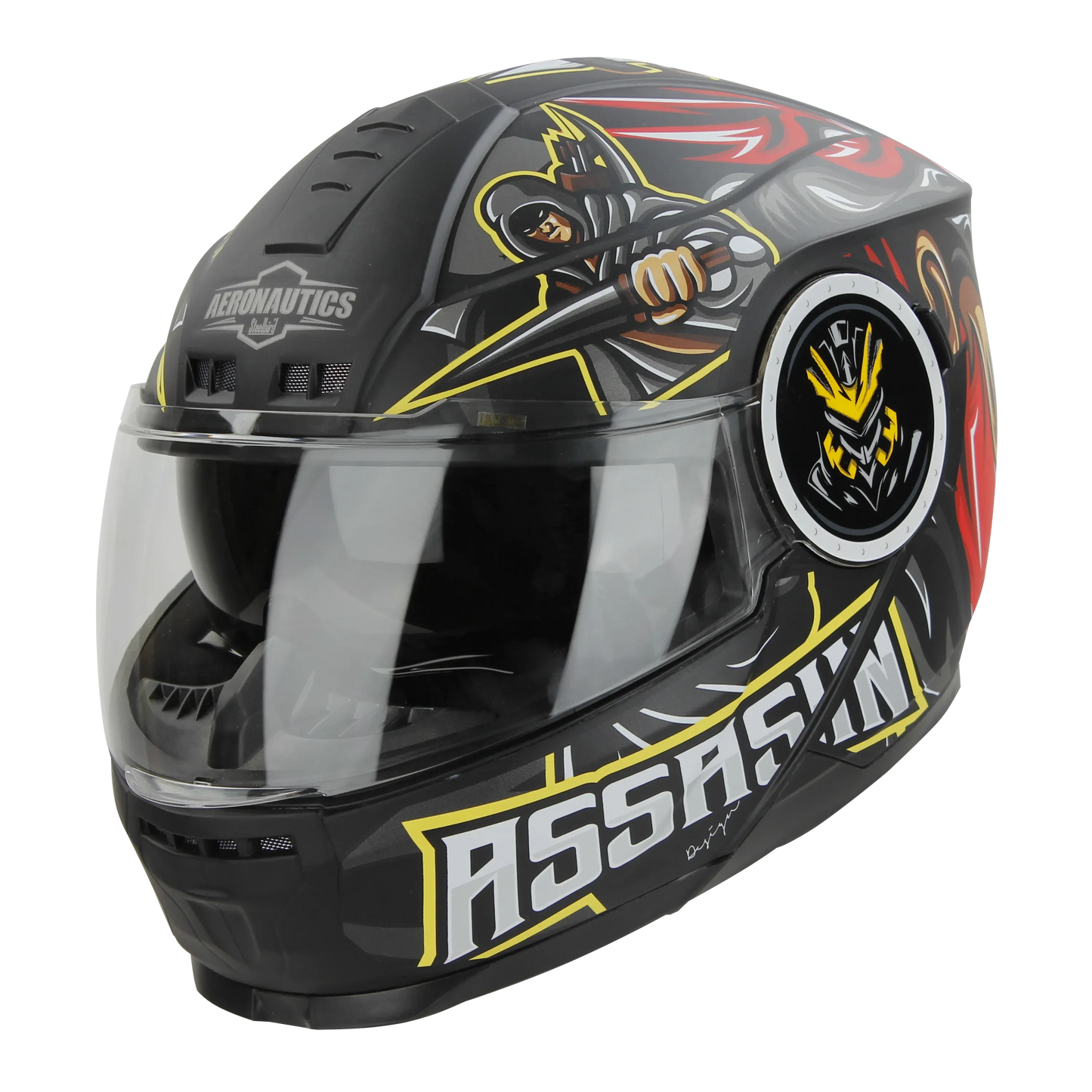 STEELBIRD Sbh 40 Iss Assasin Glsy Black Red Full Face Helmet