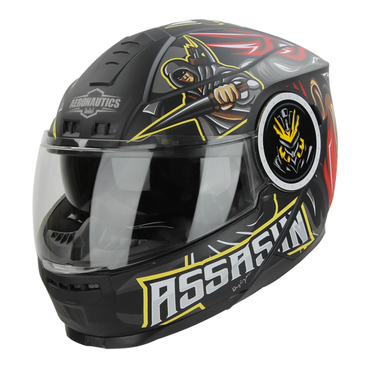 STEELBIRD Sbh 40 Iss Assasin Glsy Black Red Full Face Helmet