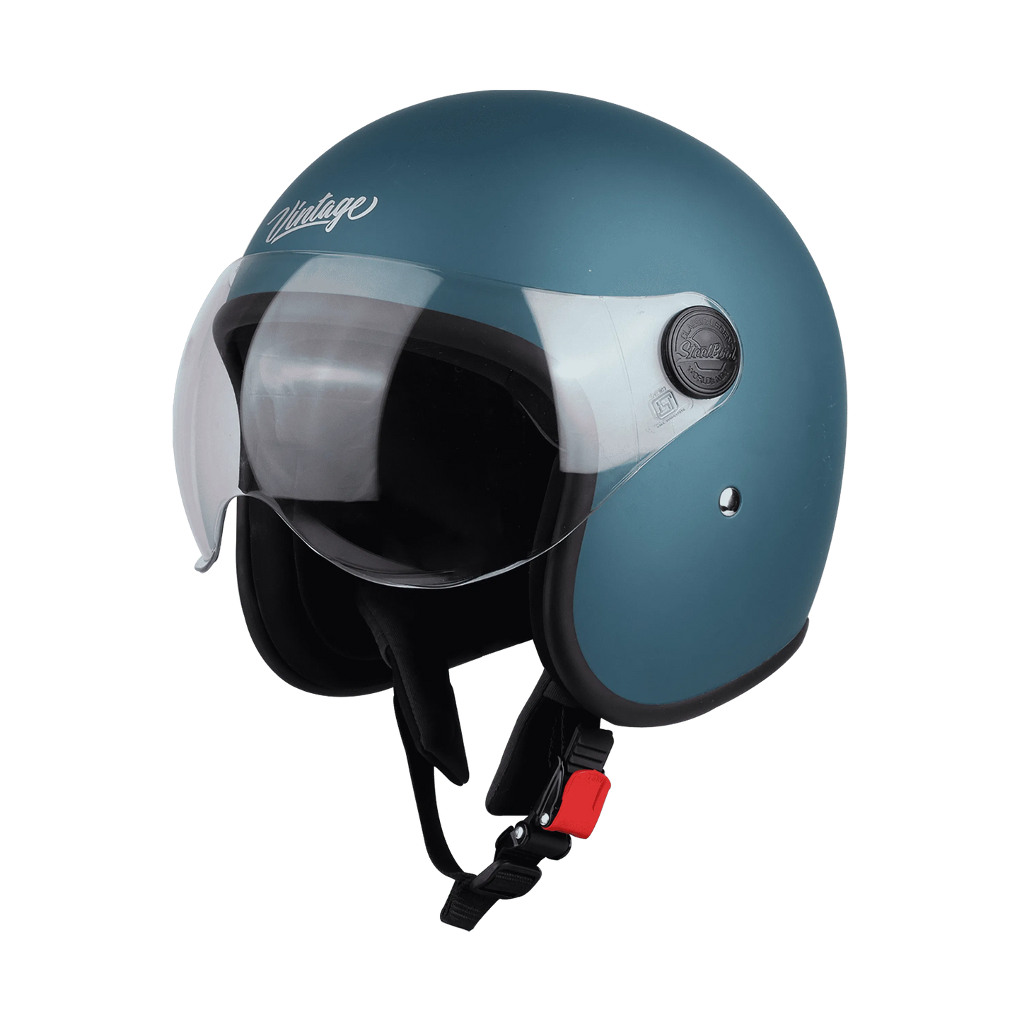 STEELBIRD Sbh 54 Vintage Matt Blue Half Face Helmet