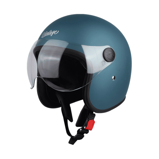 STEELBIRD Sbh 54 Vintage Matt Blue Half Face Helmet
