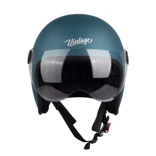 STEELBIRD Sbh 54 Vintage Matt Blue Half Face Helmet