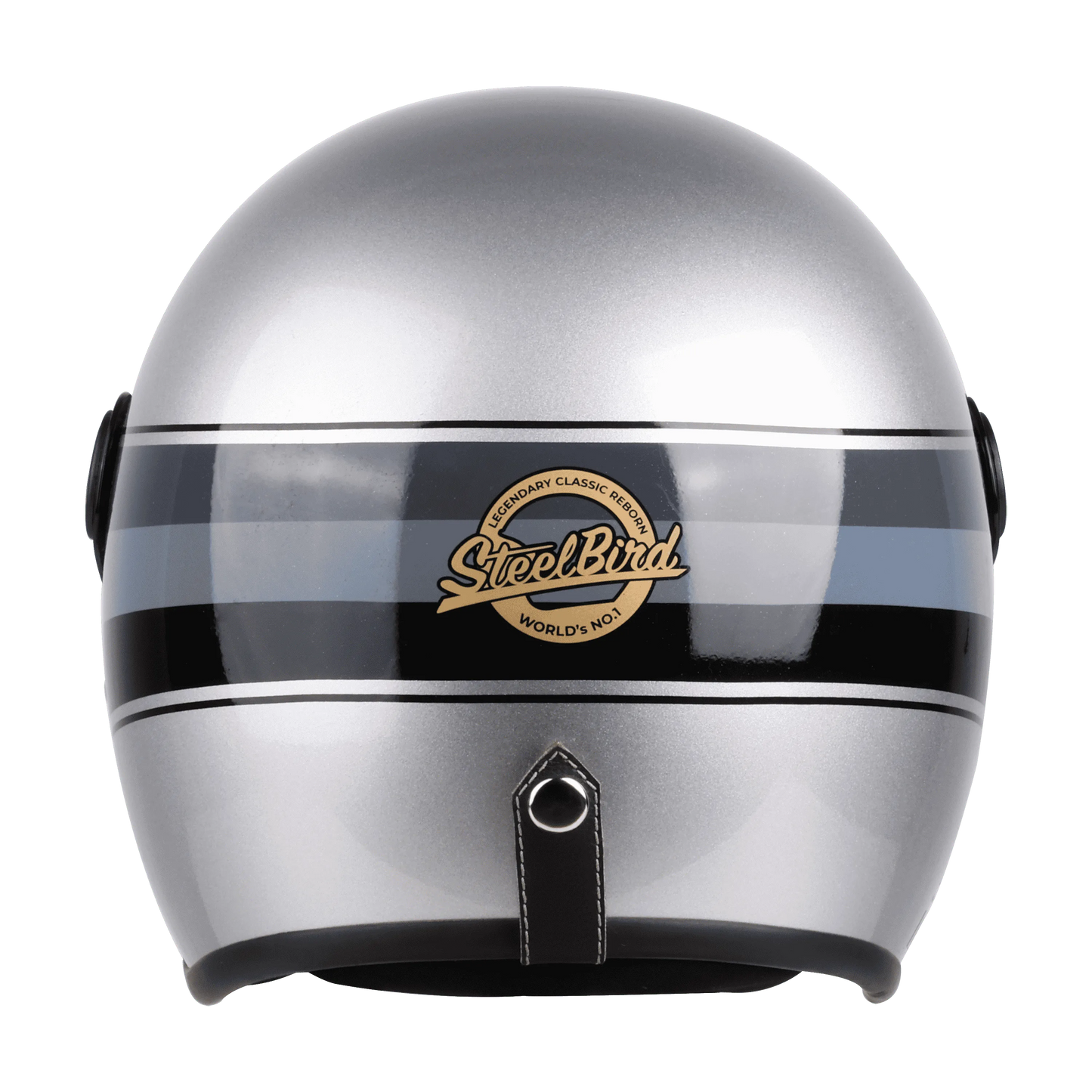 STEELBIRD Sbh 54 Vintage S1 Silver Black Half Face Helmet