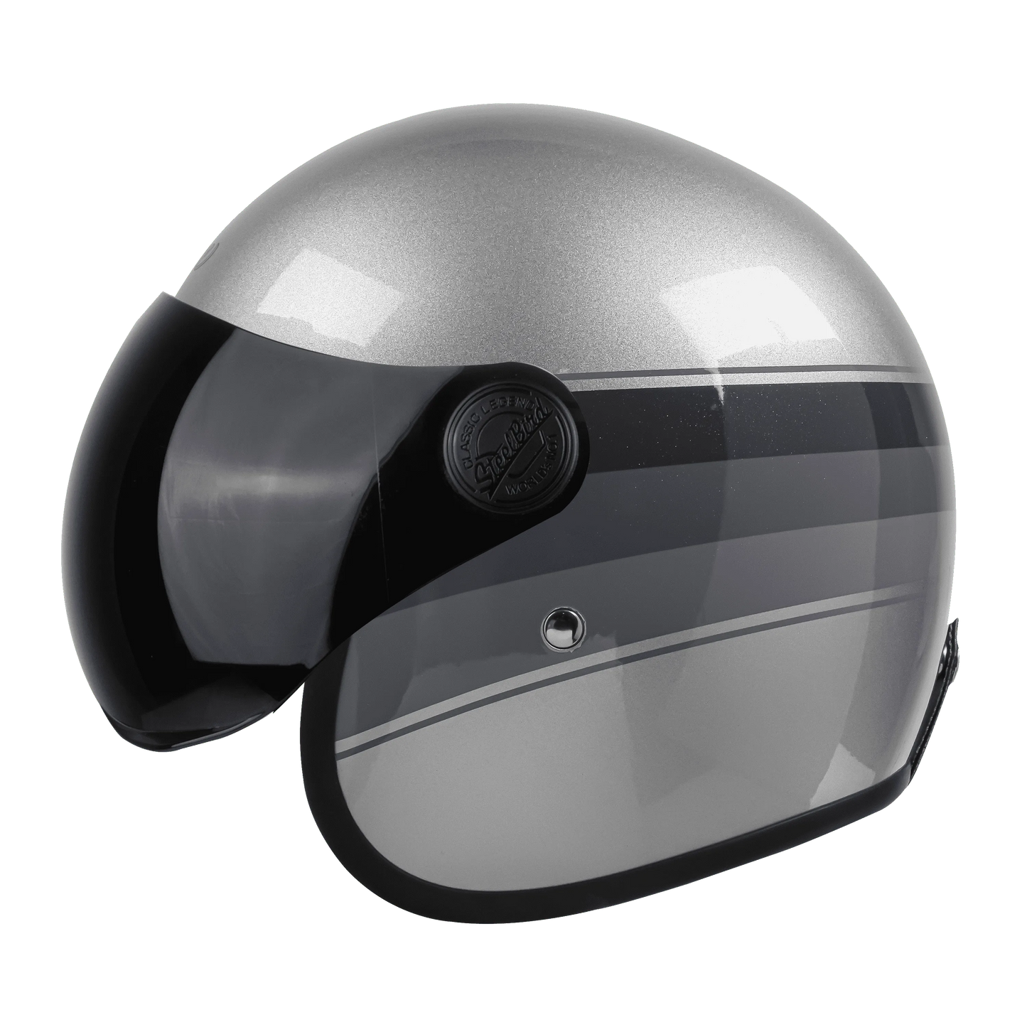 STEELBIRD Sbh 54 Vintage Silver Grey Full Face Helmet