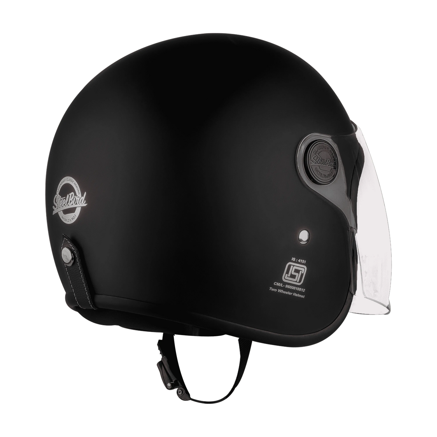 STEELBIRD Sbh 56 Vintage Black Half Face Helmet