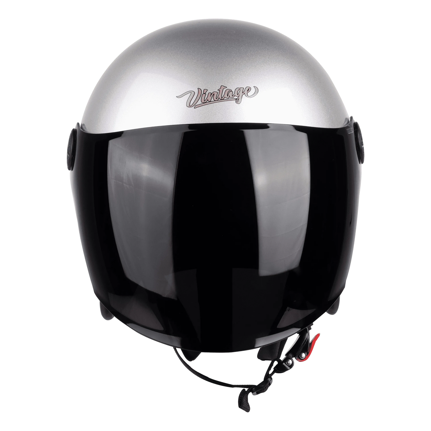 STEELBIRD Sbh 56 Vintage Silver Black Half Face Helmet