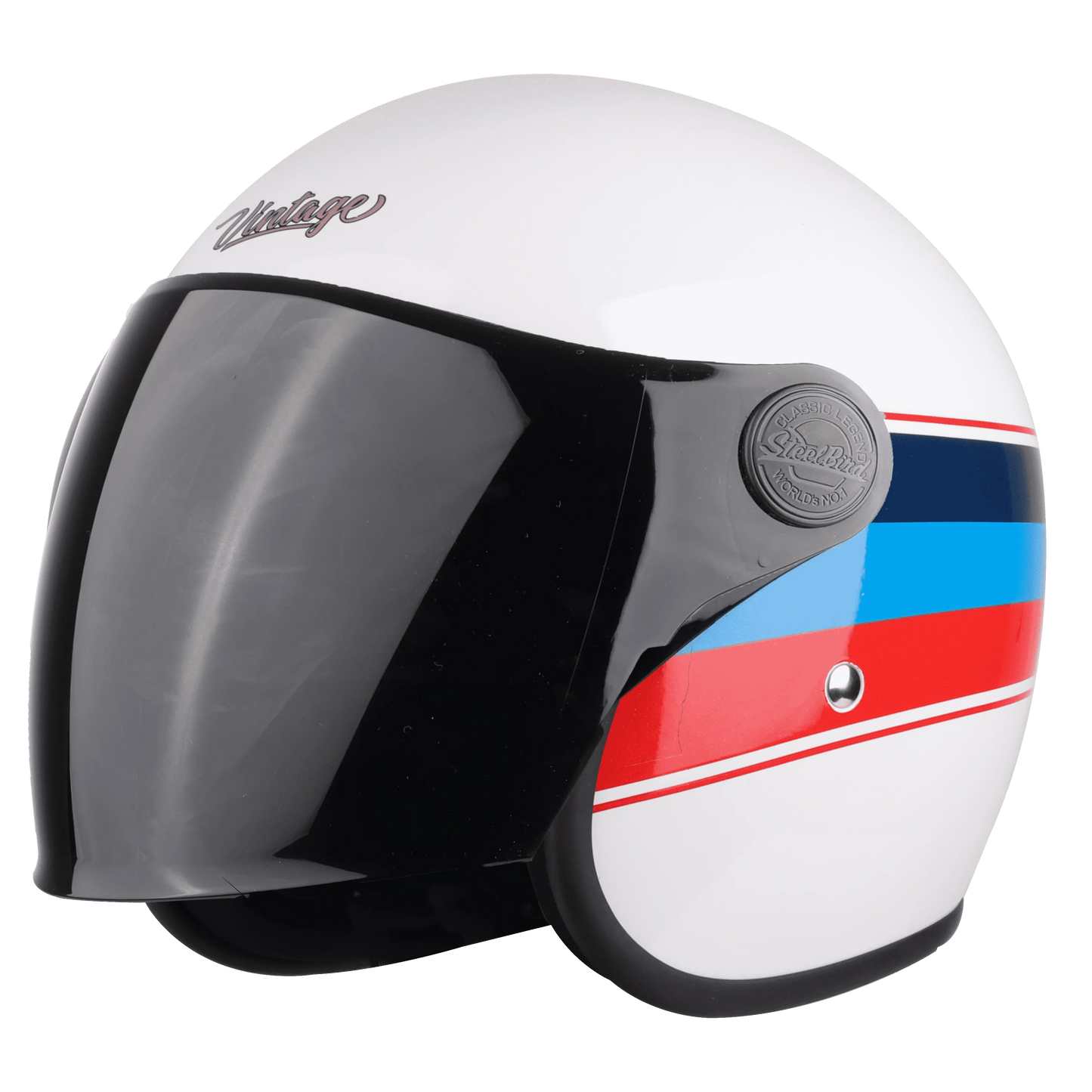 STEELBIRD Sbh 56 Vintage White Red Half Face Helmet