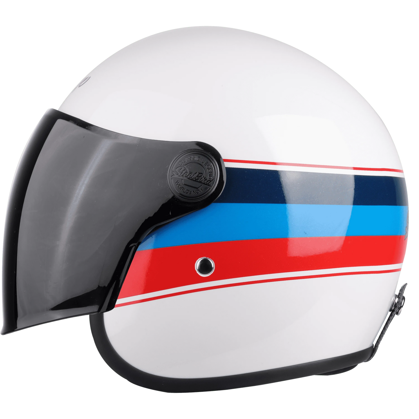 STEELBIRD Sbh 56 Vintage White Red Half Face Helmet