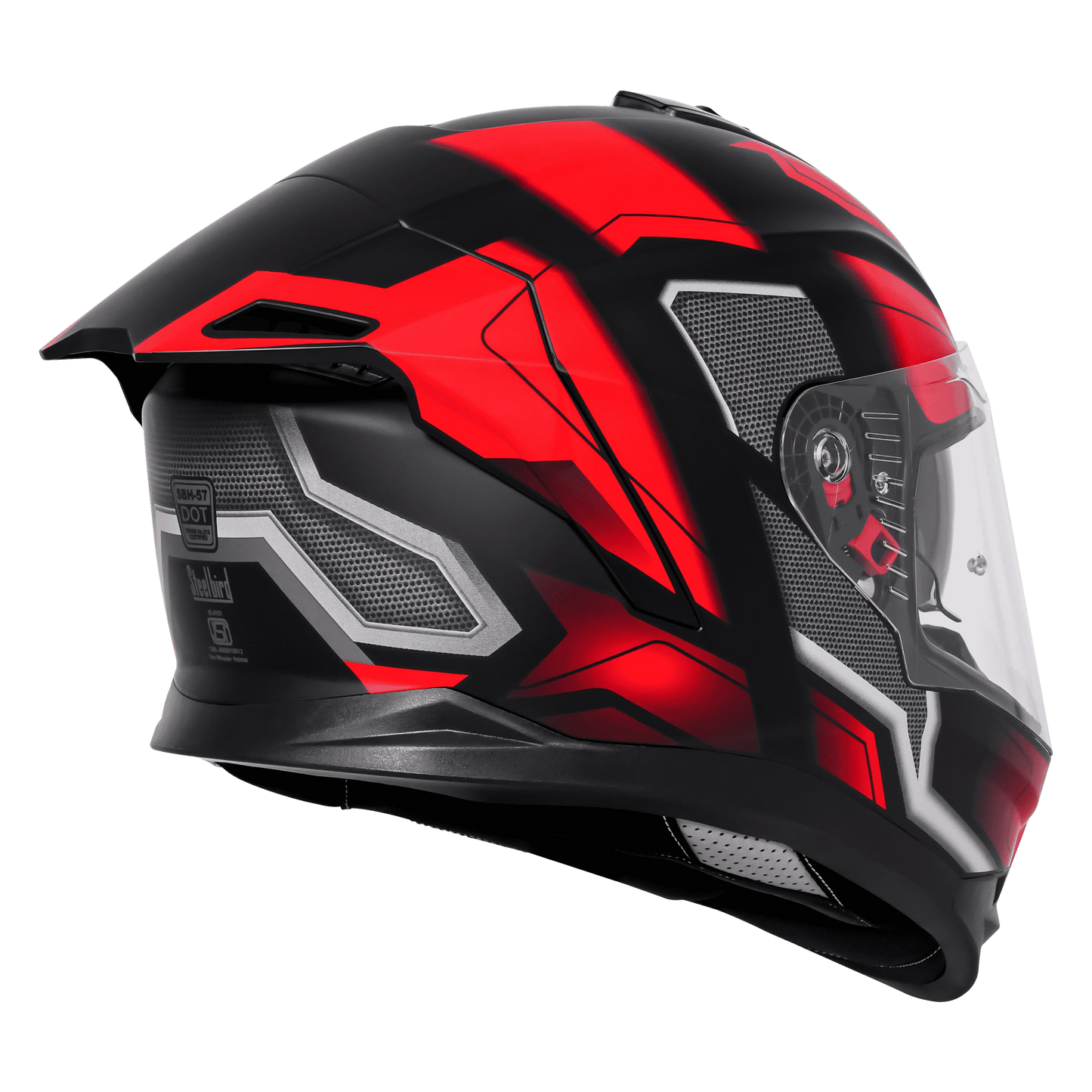 STEELBIRD Sbh 57 Fighter F3 Black Red Full Face Helmet