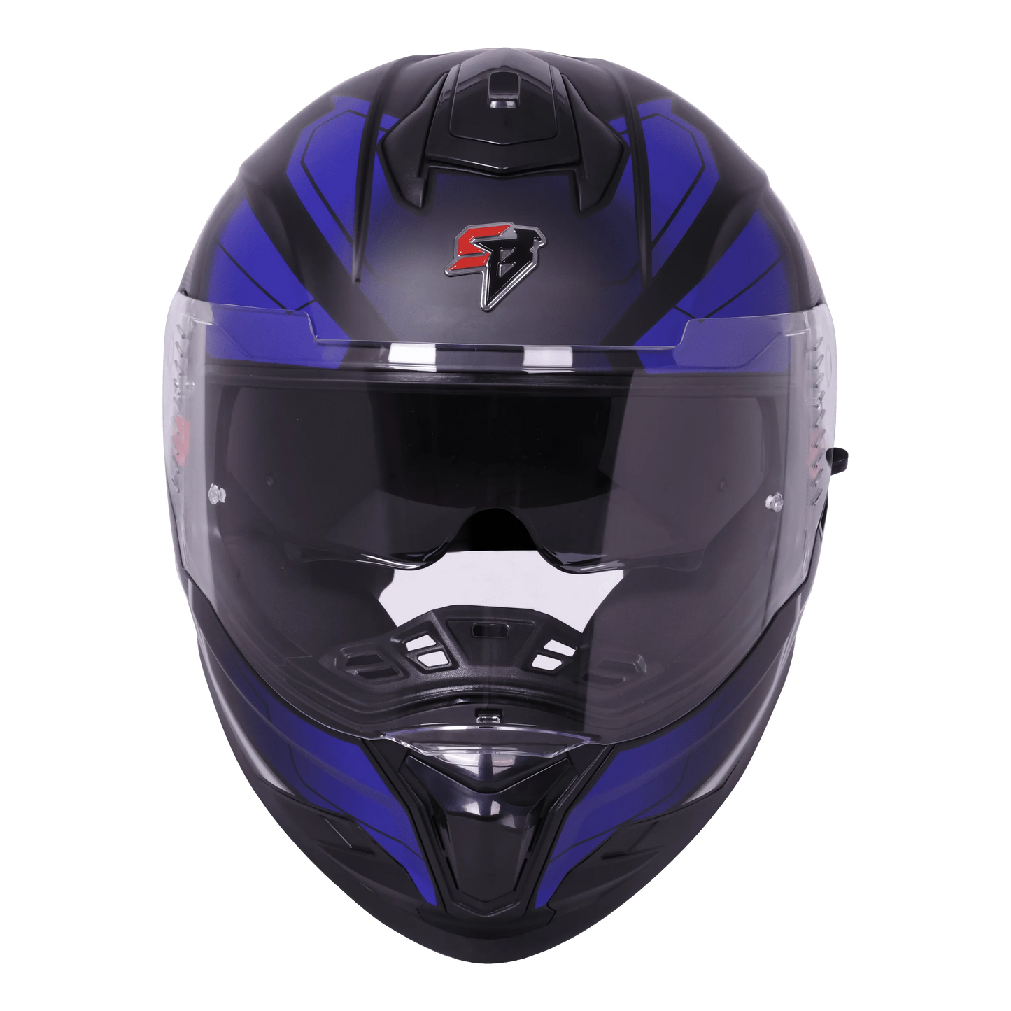 STEELBIRD Sbh 57 Iss Fighter F3 Glossy Black Blue Full Face Helmet