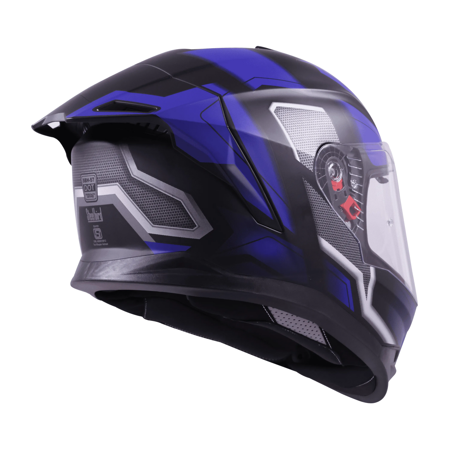 STEELBIRD Sbh 57 Iss Fighter F3 Glossy Black Blue Full Face Helmet