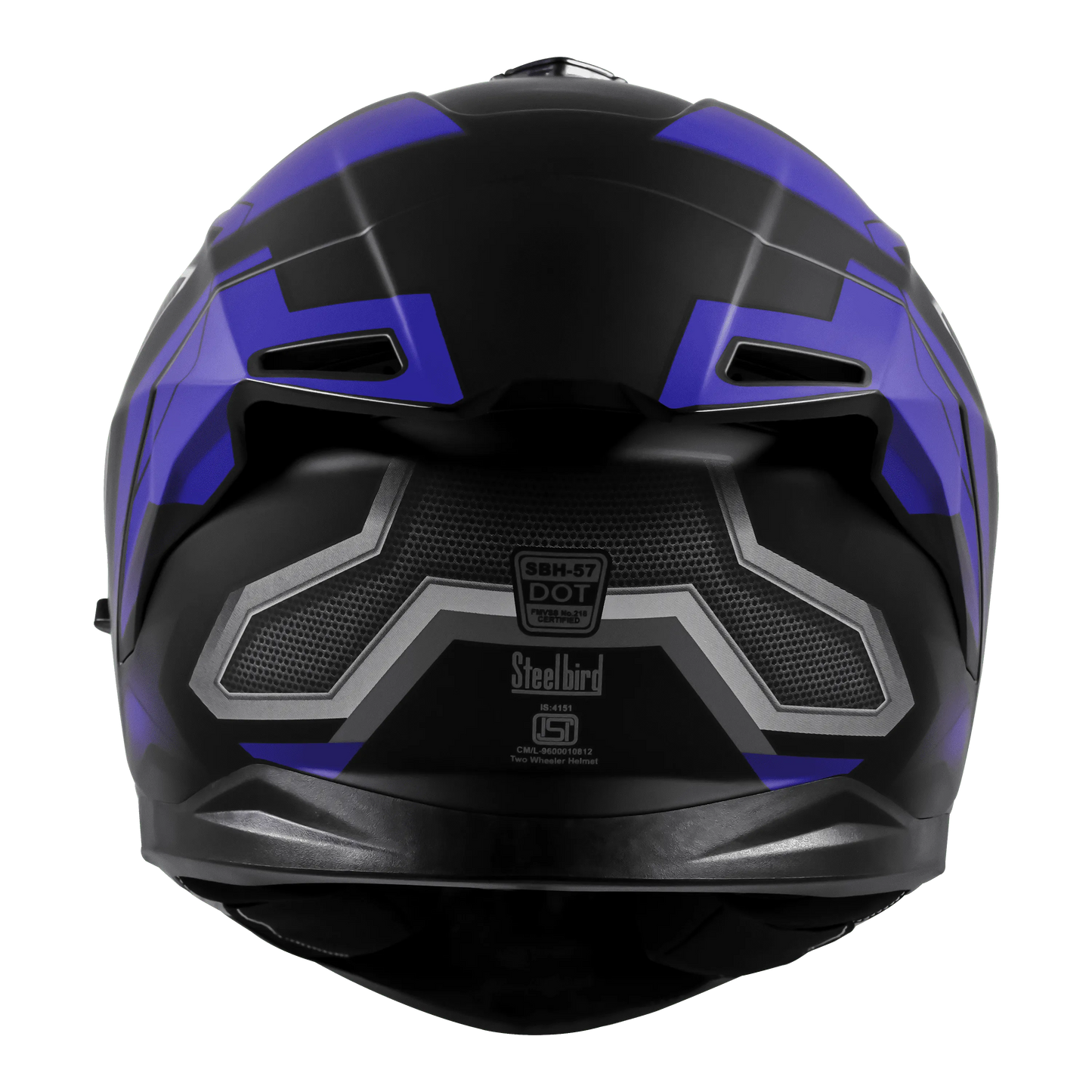 STEELBIRD Sbh 57 Iss Fighter F3 Glossy Black Blue Full Face Helmet