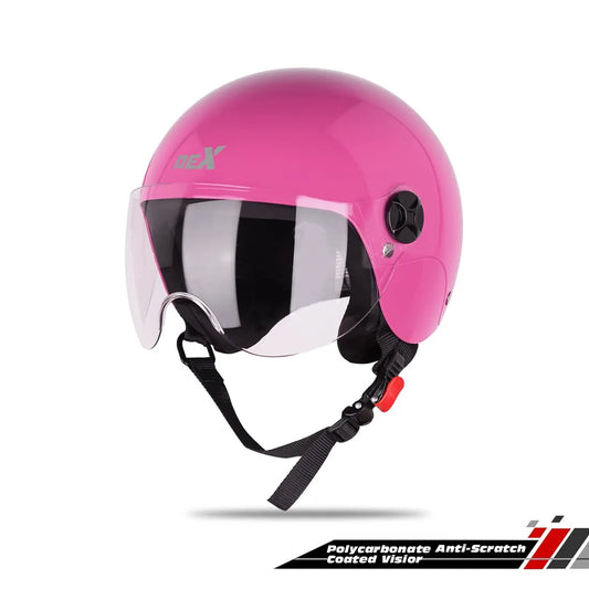 STEELBIRD Sbh16 Rex Glossy Pink Half Face Helmet