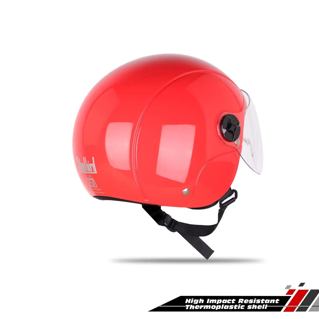 STEELBIRD Sbh16 Rex Glossy Red Half Face Helmet