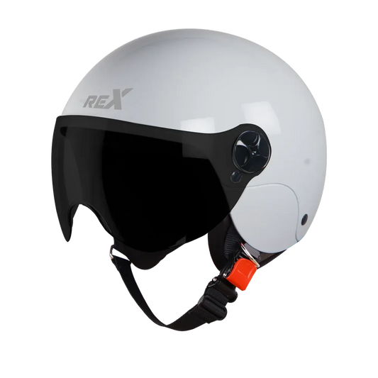 STEELBIRD Sbh 16 Rex Glossy White 580Mm C Half Face Helmet