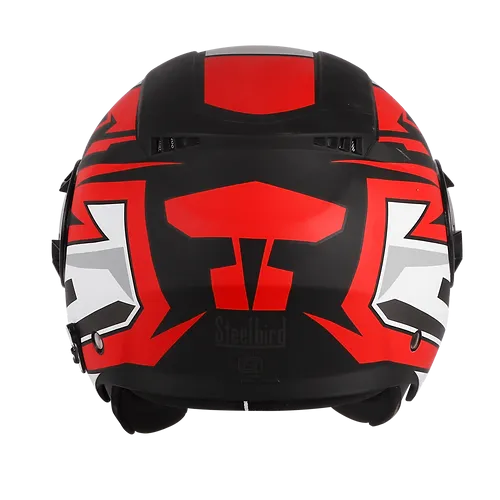 STEELBIRD Sbh 31 Strike Black Red Full Face Helmet