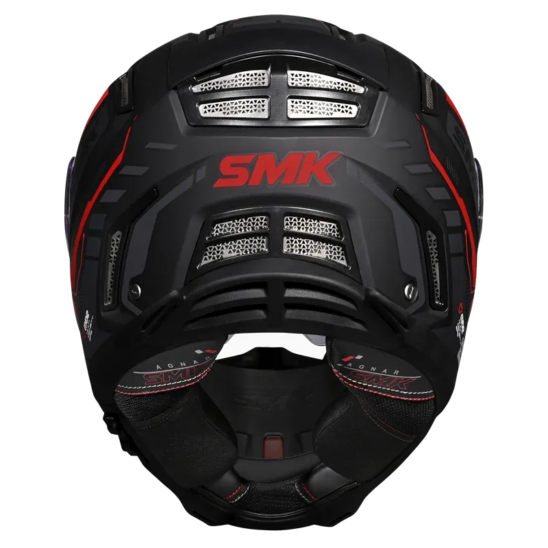 Smk Agnar Tektron MA263 Black Red Full Face Helmet