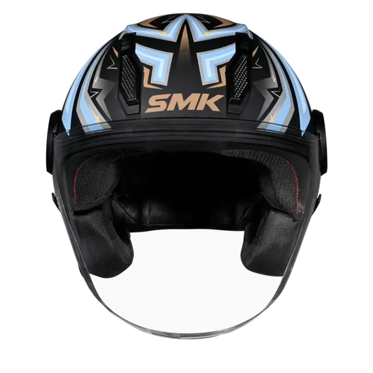 Smk Laminar Starz GL257 Blue Gray Half Face Helmet