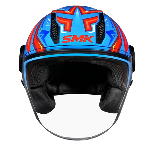 Smk Laminar Starz GL535 Blue Red Half Face Helmet
