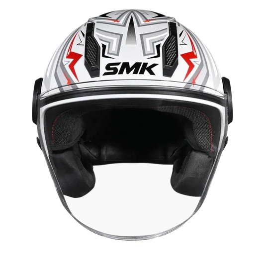 Smk Laminar Starz GL663 Gray Red Half Face Helmet