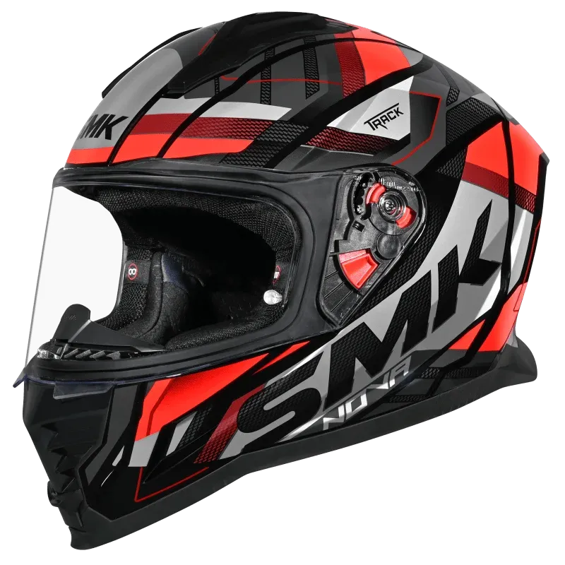Smk Nova Track GL263 Black Grey Red Full Face Helmet