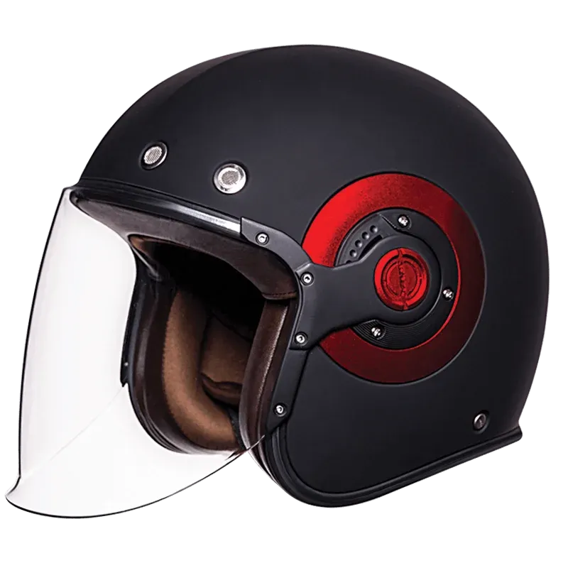 SMK Retro Jet Matt Black Ma230 Half Face Helmet