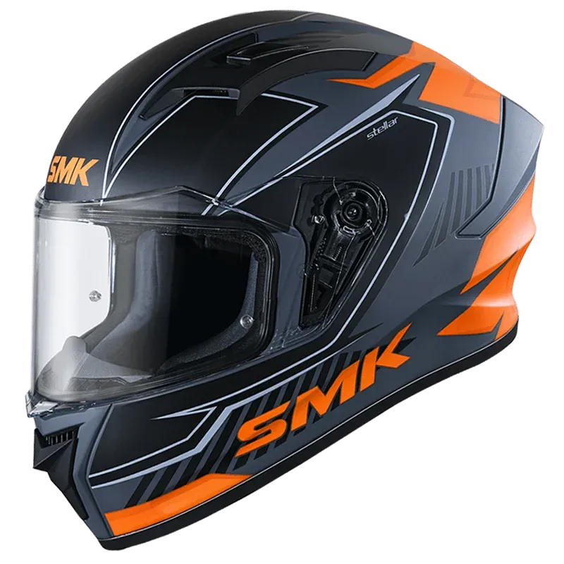 SMK Stellar Adox Grey Orange Full Face Helmet