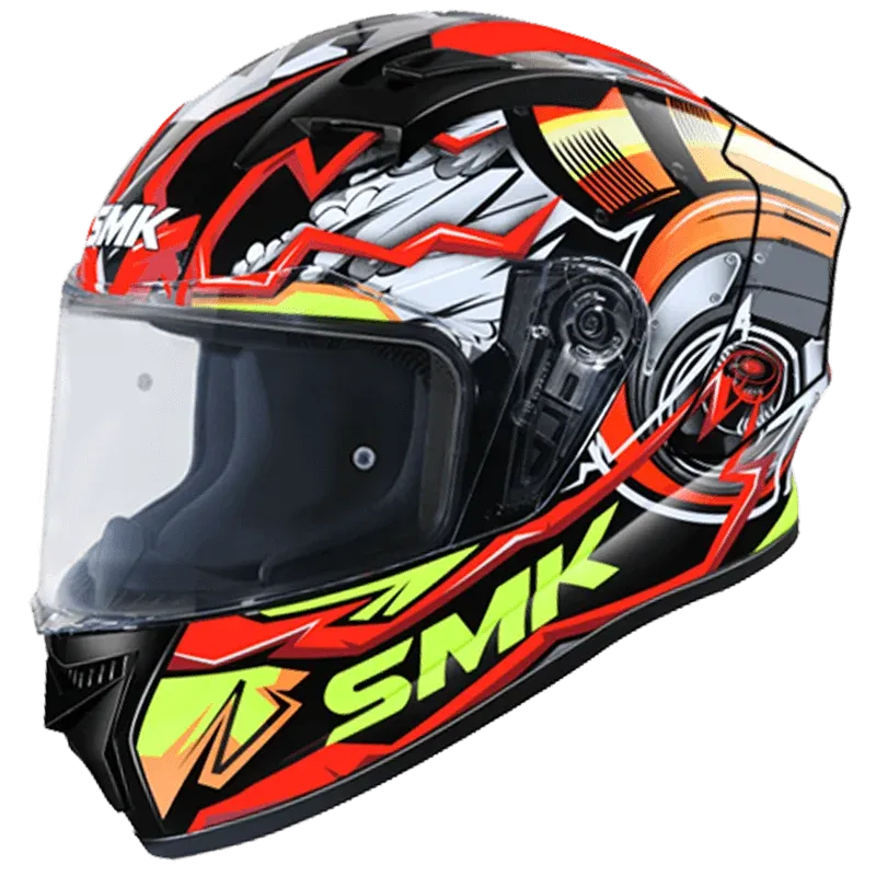 SMK Stellar Gl 234 Red Yellow Full Face Helmet