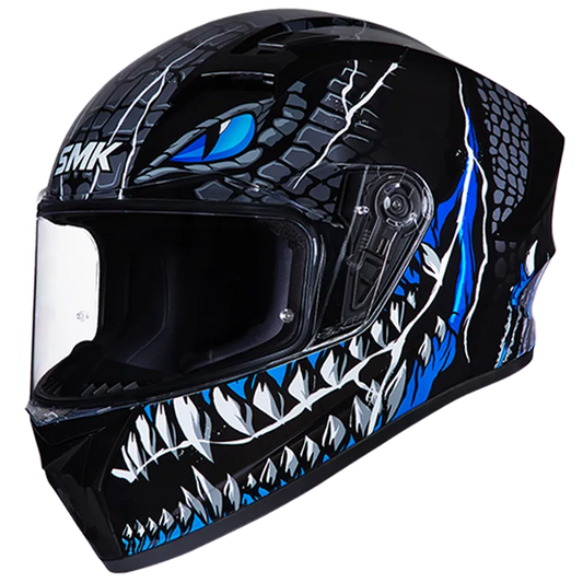 SMK Stellar Ma 265 Mat Balck Grey Blue Full Face Helmet