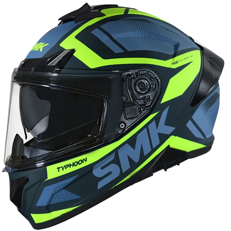 SMK Typhoon Thorn Green Yellow Gloss Gl848 Full Face Helmet